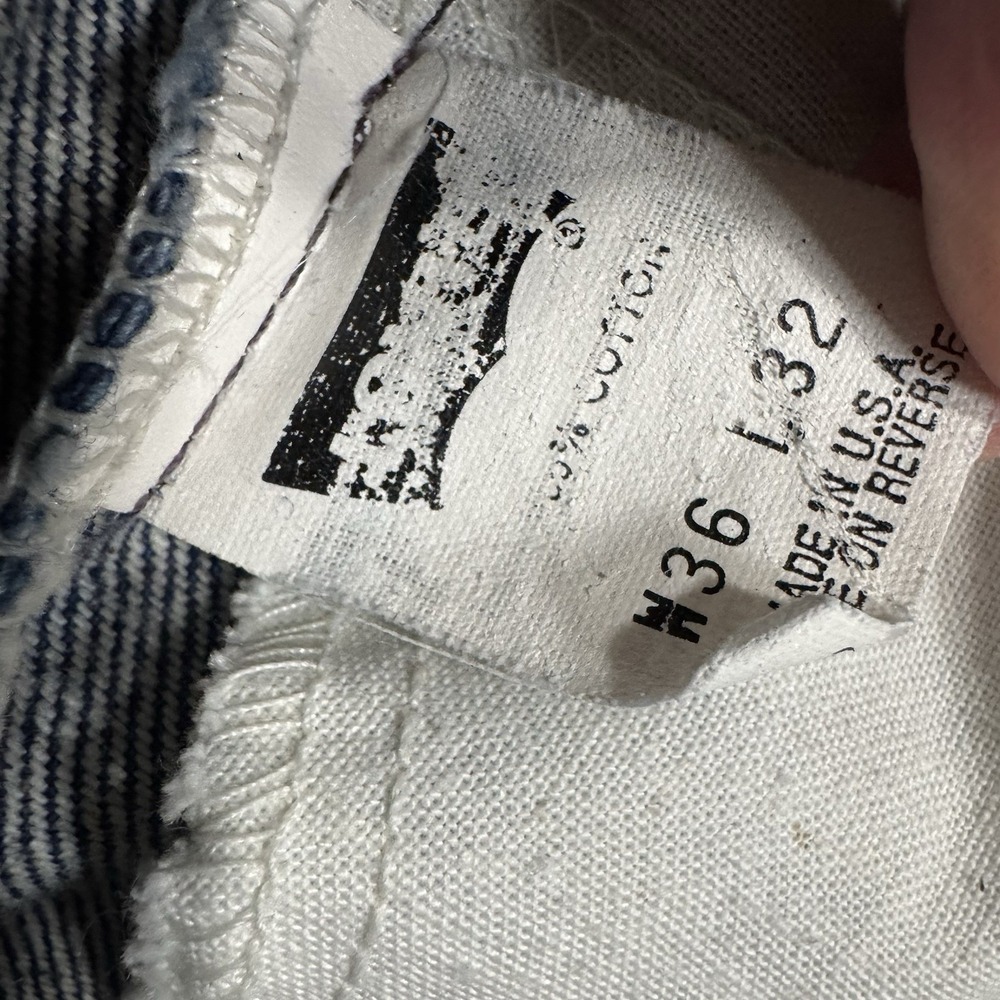 Vintage Levi's Orange Tab 505 Jeans Tag 36x32 Size 34 Dark Raw Rigid Denim USA - Picture 6 of 16
